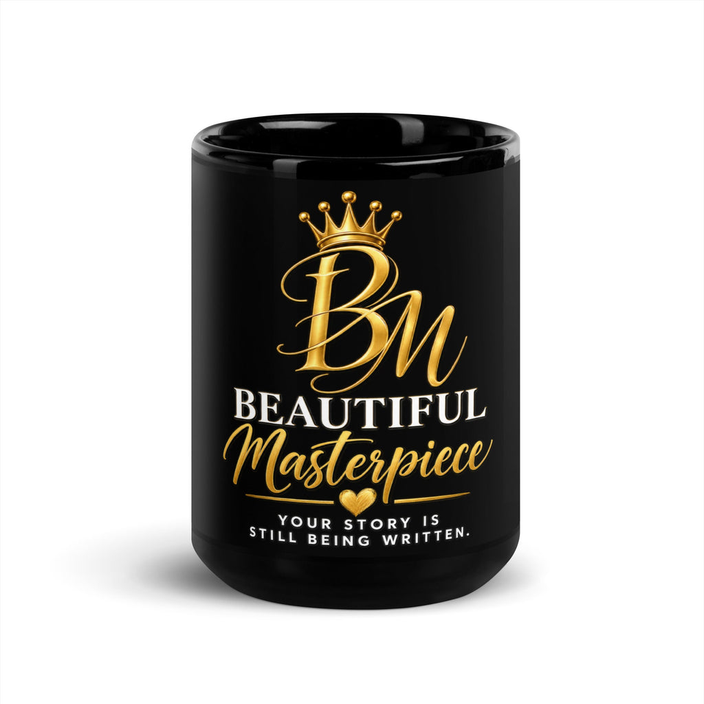 Beautiful Masterpiece black glossy mug, 15 oz